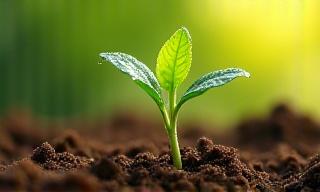 Planta joven brotando de la tierra, simbolizando crecimiento y desarrollo de equipos en formación